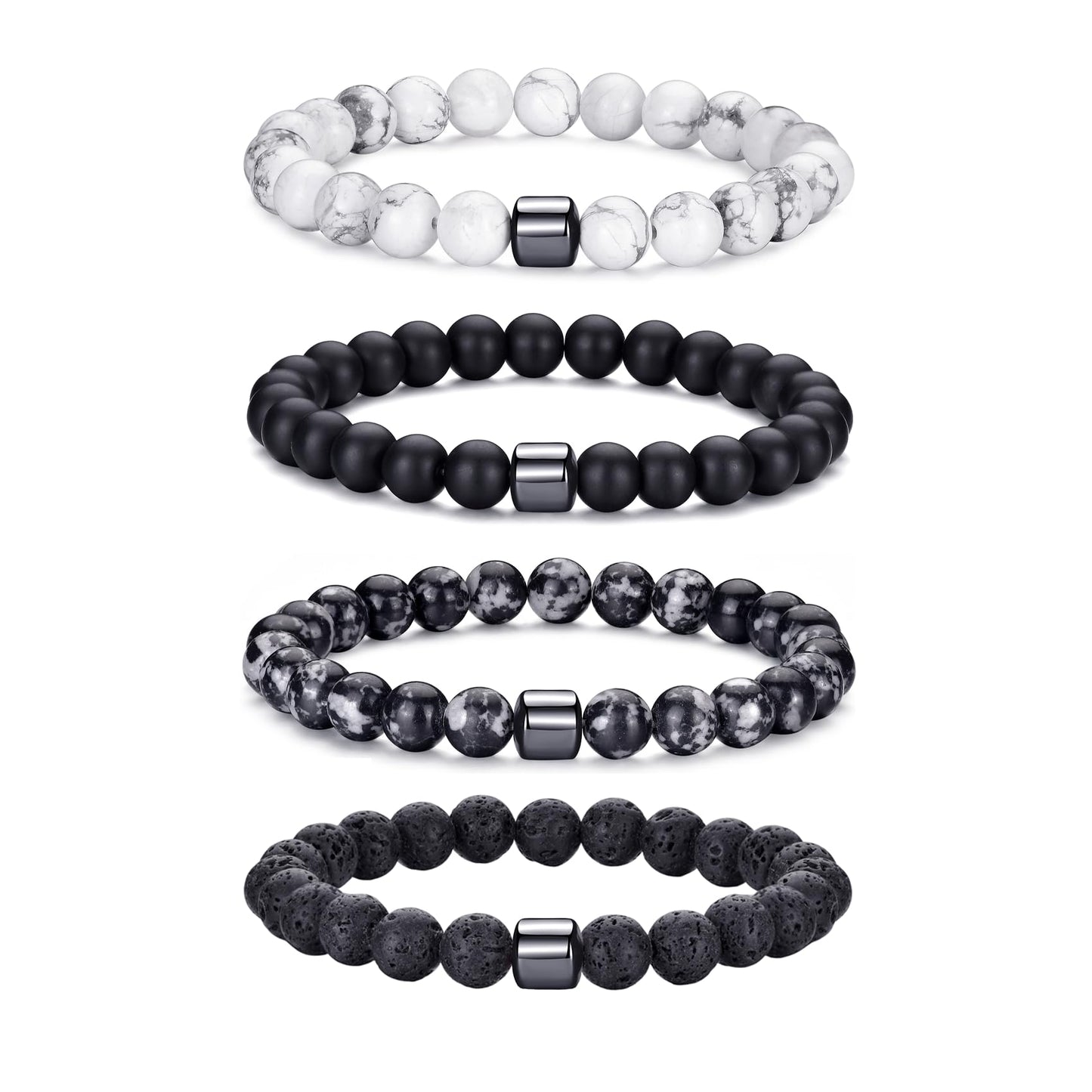 RANKEEF Mens Beaded Bracelets Set 9MM Tiger Eye Bracelet Men Lava Stone Bracelet Stretch Natural Stone Bead Bracelet Mens Bracelets Beads Beaded Bracelets for Men