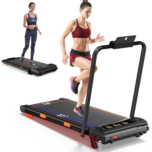 HONRISE Smart Walking Pad Treadmills for Home, Quiet Treadmill with Incline, Under Desk Foldable Treadmill, 320lbs Weight Capacity, Walking or Running for Home Office (Black/Orange)