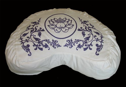 Boon Decor Meditation Cushion Crescent Zafu Purity Collection Ivory Lotus Enlightenment Lavender