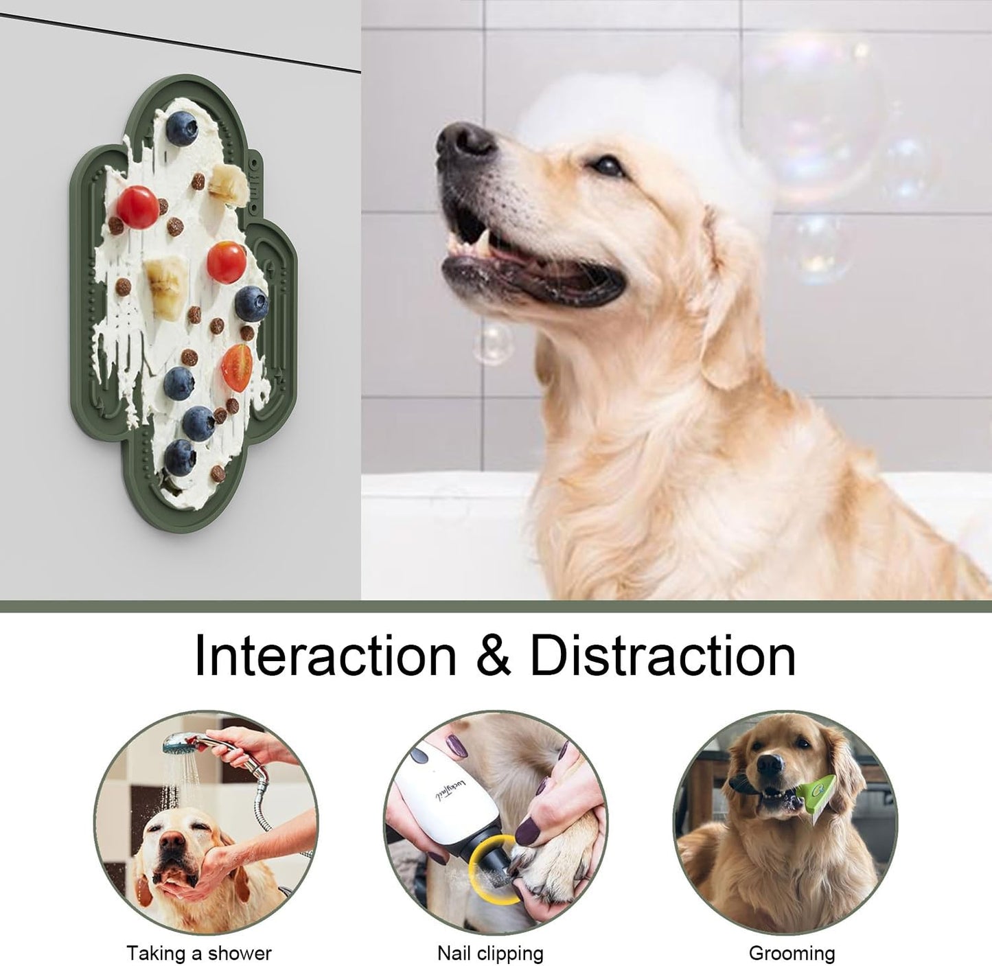 OHMO-Cactus Lick Mat for Dogs and Cats(2 Pack) Easy to Clean Pet Slow Feeder with Suction Cups, Licking Pad for Anxiety Relief and Boredom Reduction(Cactus&Light Green)