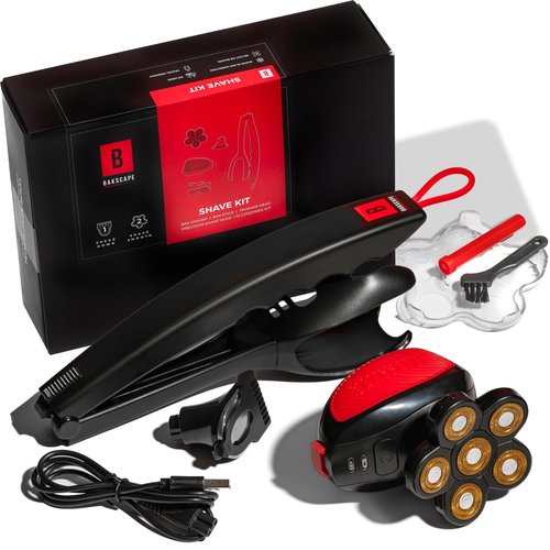 Bakscape Men's Back Shaver Starter Kit 2.0, Electric Body & Back Shaver for Men with Friction Fit Handle & Titanium- Coated Shave Head- Includes 2 Shave Heads & Handle