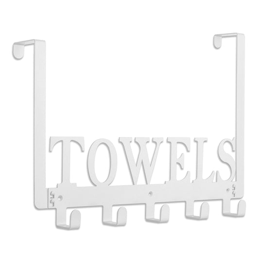 Over The Door Hooks - Towel Holder for Bathroom, Bedroom, Kitchen & Pool - Sandblasted Black Metal Wall Mount
