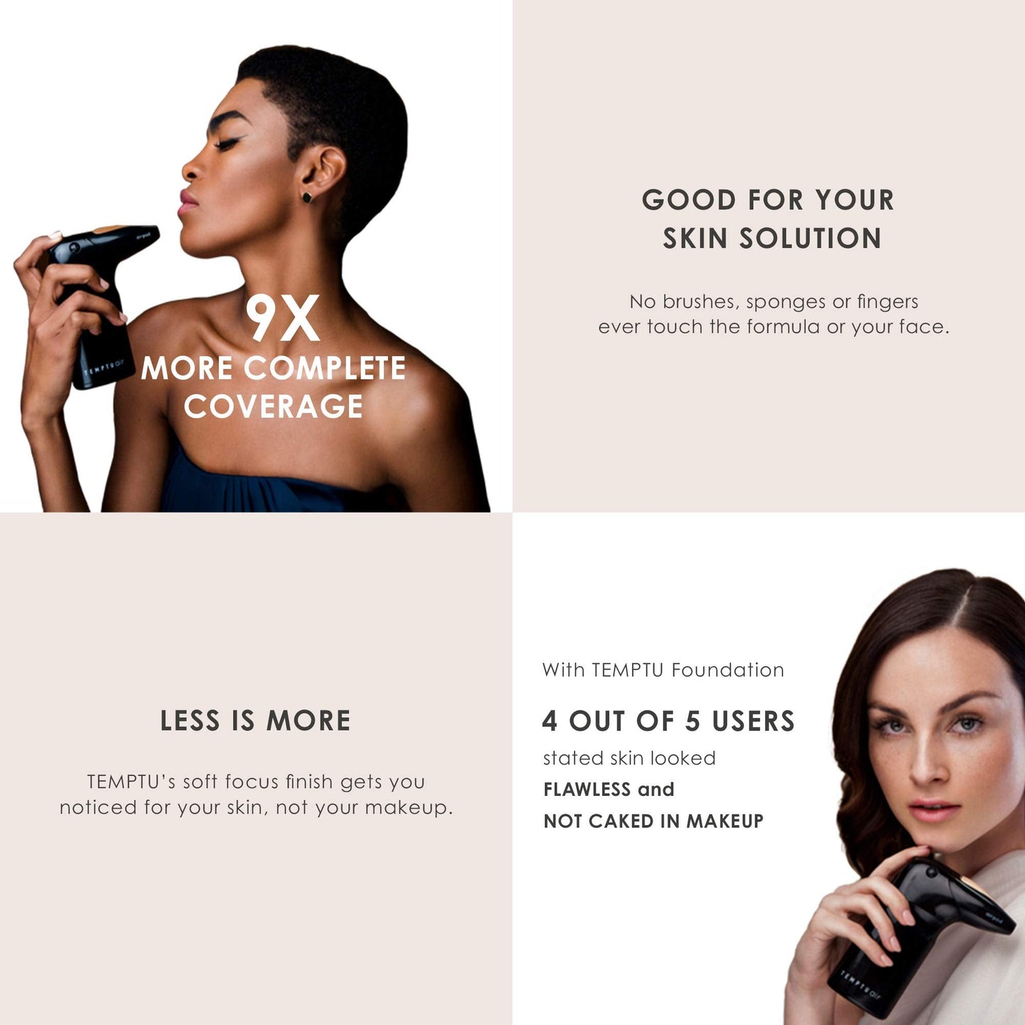 TEMPTU Air Airbrush Starter Kit: Cordless Professional At-Home Airbrush Makeup Travel-Friendly Anti-Aging, Long-Wear, Buildable Foundation For Healthy Skin, Black Temptu Air, 9N Rosewood