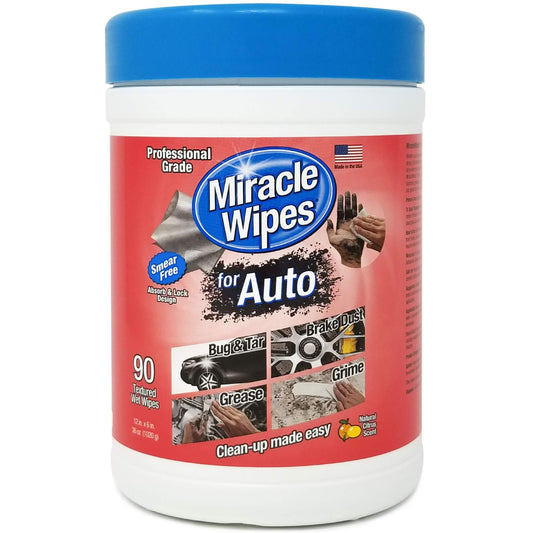 MiracleWipes for Automotive, All Purpose Cleaning Wipes for Hands, Auto Interior, Exterior, Detailing, Remove Grease, Lubricant, Sticky Adhesive, Grime, Dirt, Car Cleaning (1 Pack)