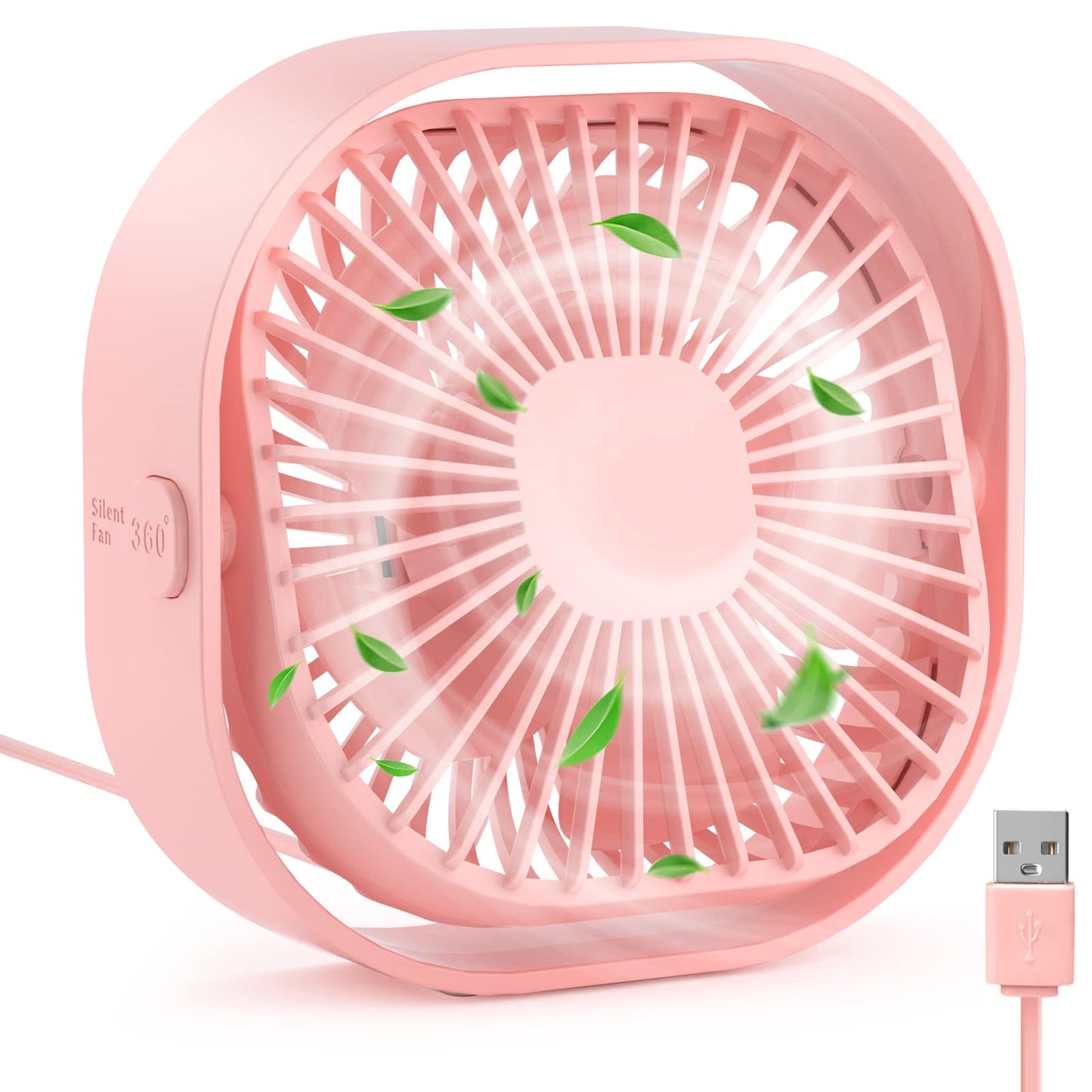 RJVW 4 Inch Small USB Desk Fan, 3-Speed Portable & 360°Rotatable Mini Cooling Fan, USB-Powered Desktop Fan for Home Office Bedroom Dorm Indoor Outdoor Summer Gift