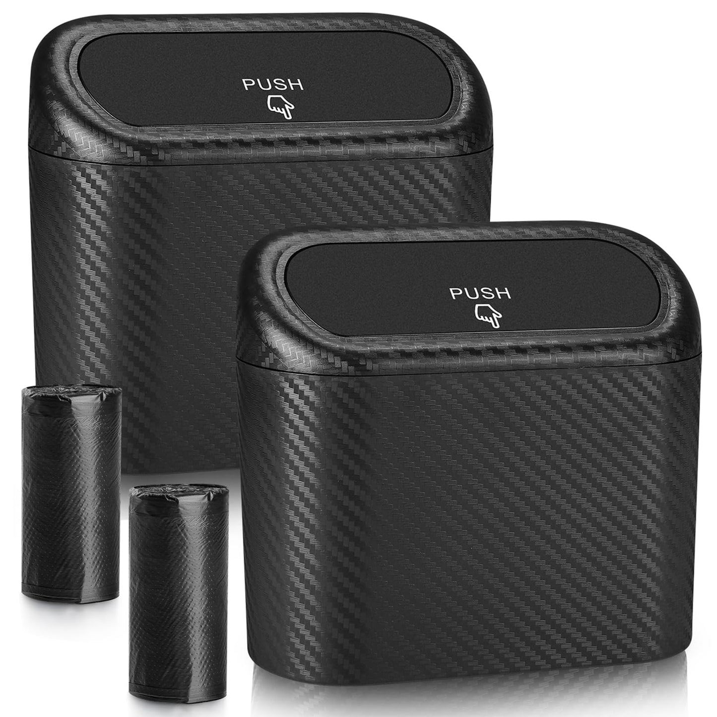 Accmor Car Trash Can with Lid, Vehicle Trash Bin Car Dustbin Garbage Organizer Holder with One Roll Trash Bag, Portable Hanging Mini Leakproof Cars Storage Bag Container for Auto, SUV, Office (Pink)