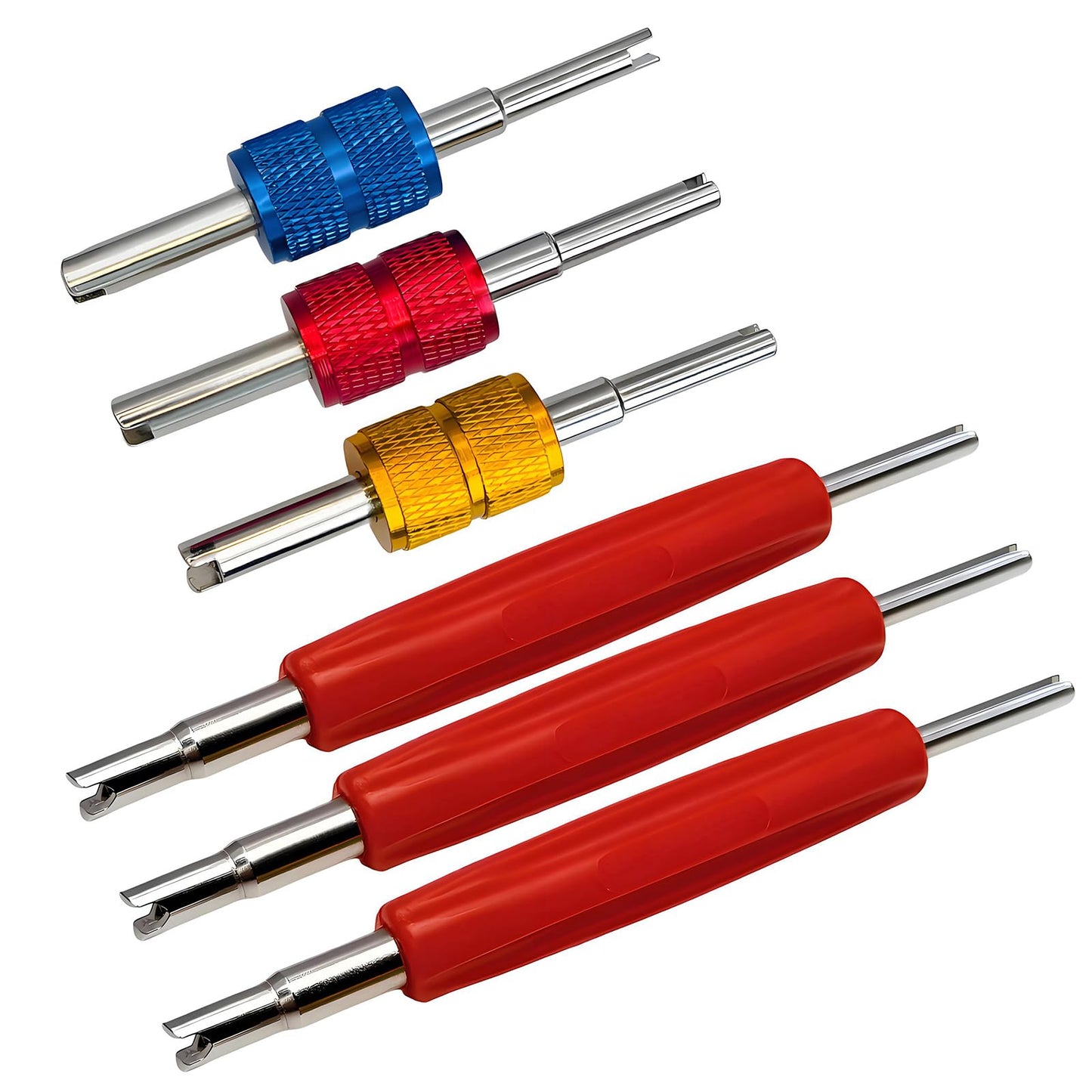 6Pcs Valve Core Removal Tool Kit, R134A R12 A/C HVAC Valve Core Removal Tool Set,Schrader Valve Stem Core Remover Tool, Air Conditioning Line Repair Tools for HVAC R22 R32 R410A Systerm