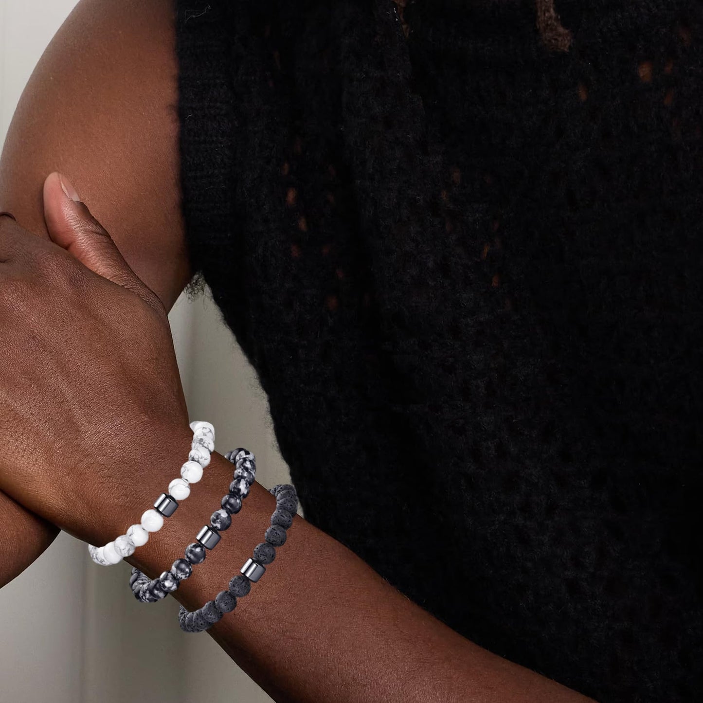 RANKEEF Mens Beaded Bracelets Set 9MM Tiger Eye Bracelet Men Lava Stone Bracelet Stretch Natural Stone Bead Bracelet Mens Bracelets Beads Beaded Bracelets for Men