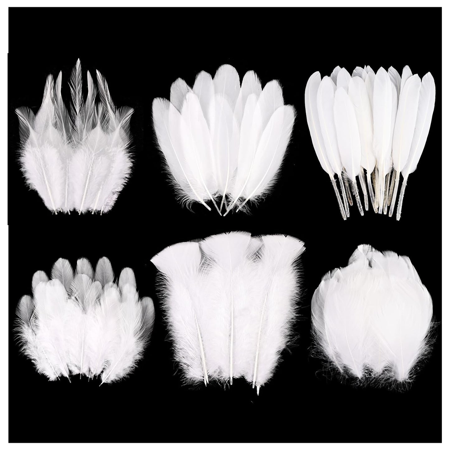 Black Craft Feathers Bulk-180pcs 6 Style Mixed Natural Feathers for Wedding Home Party, Dream Catcher Supplies and DIY Crafts (Black)