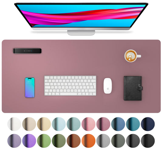 Aothia Leather Desk Pad Protector, Mouse Pad, Office Desk Mat, Non-Slip PU Leather Desk Blotter, Laptop Desk Pad, Waterproof Desk Writing Pad for Office and Home (Black,23.6" x 13.7")