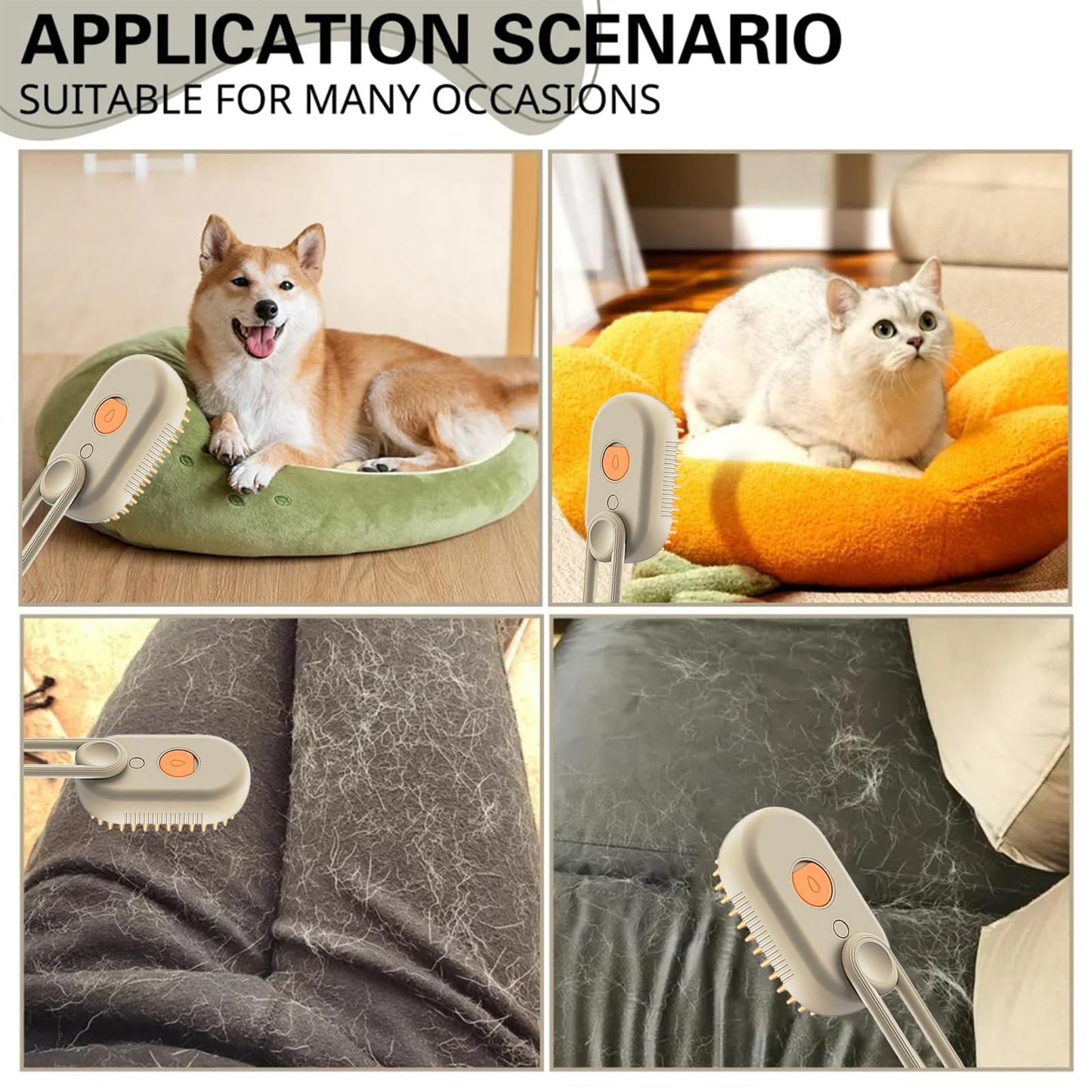 4 in 1 Cat Steam Brush for Shedding, Rechargeable Steam Pet Brush for Dog and Cat, Anti-Static, Massage, Cleaning, Shedding & Combing All In One!(Brown)