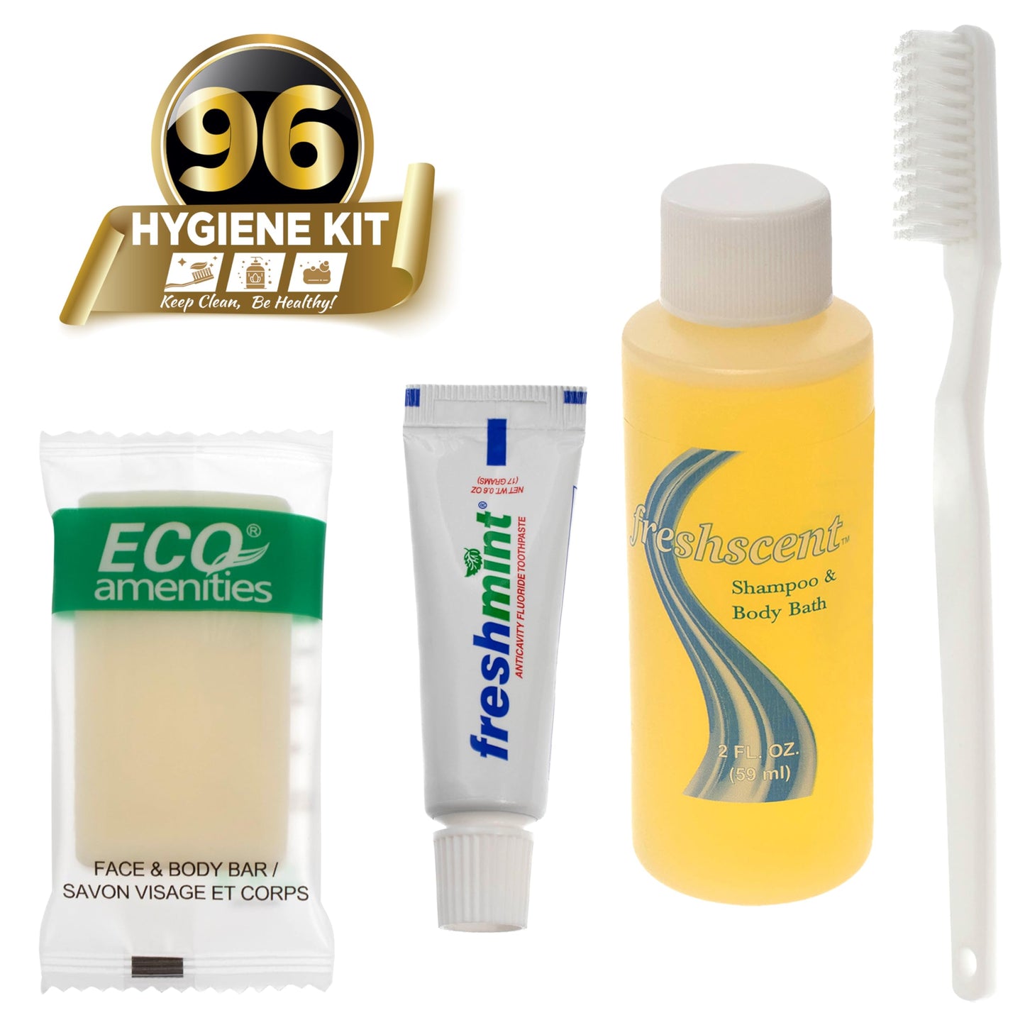 Moda West 96 Kits - Bulk Case of Wholesale Teen Basic Toiletries for Men, Women, Travel, Charity