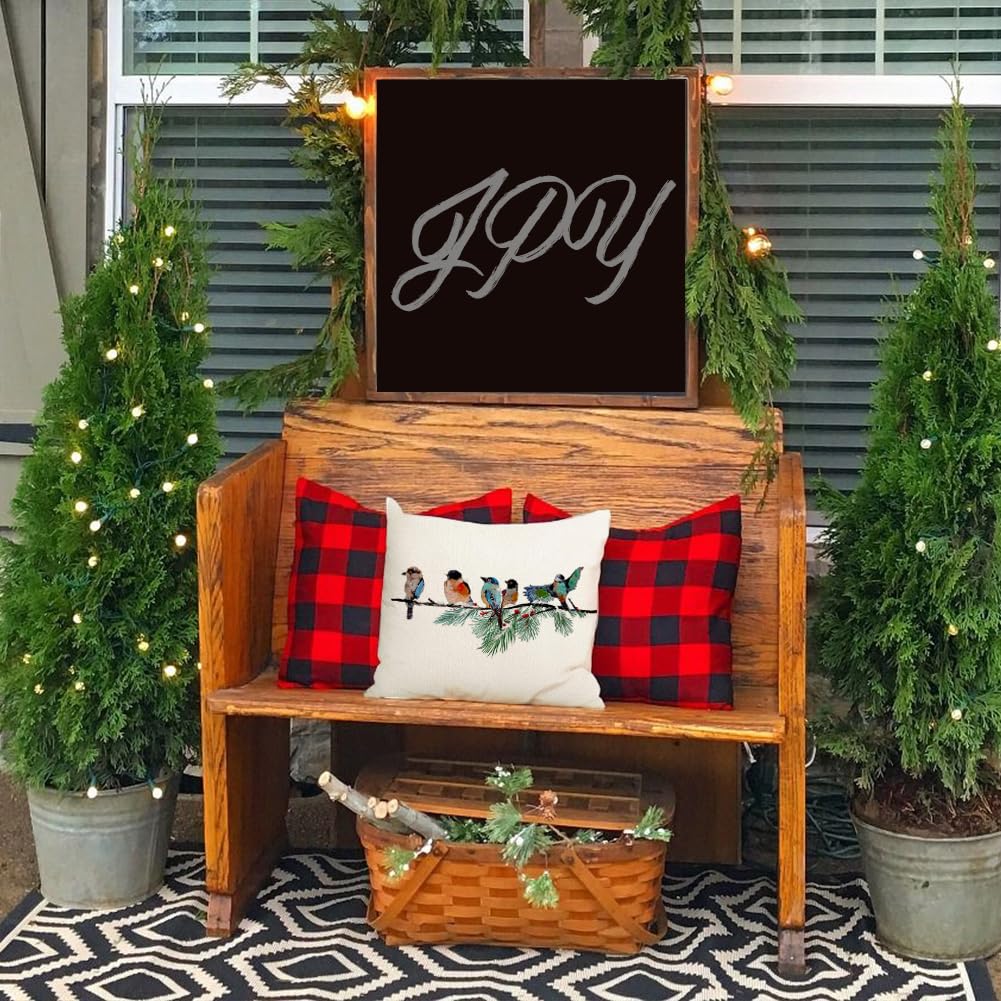 RABUSOFA Christmas Pillow Covers 18x18 Inch Birds Christmas Decorations Christmas Winter Throw Pillow Cases Xmas Outdoor Birds Decor Decorative Pillows for Couch Holiday Teal