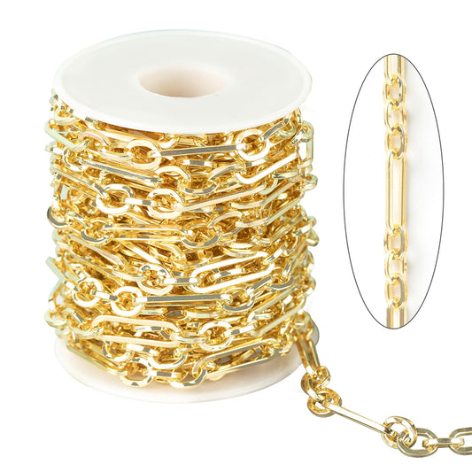 5 Meters Soldered Circle Rolo Chains Bulk 16K Gold Plated Iron Jewelry Chain Roll Jewelry Making Chain Supplies DIY Crafts Chain