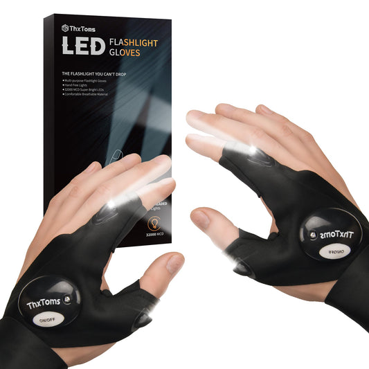 ThxToms LED Flashlight Gloves,Stocking Stuffers Gifts for Men Dad Him,Christmas Birthday Gifts for Dad Father Husband, Cool Gadgets Tools Finger Lights Waterproof for Repairing Fishing,Camo