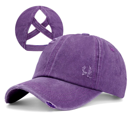 New Upgraded Women Criss Cross Hat High Ponytail Baseball Caps Adjustable High Messy Bun Ponycap Trucker Hats