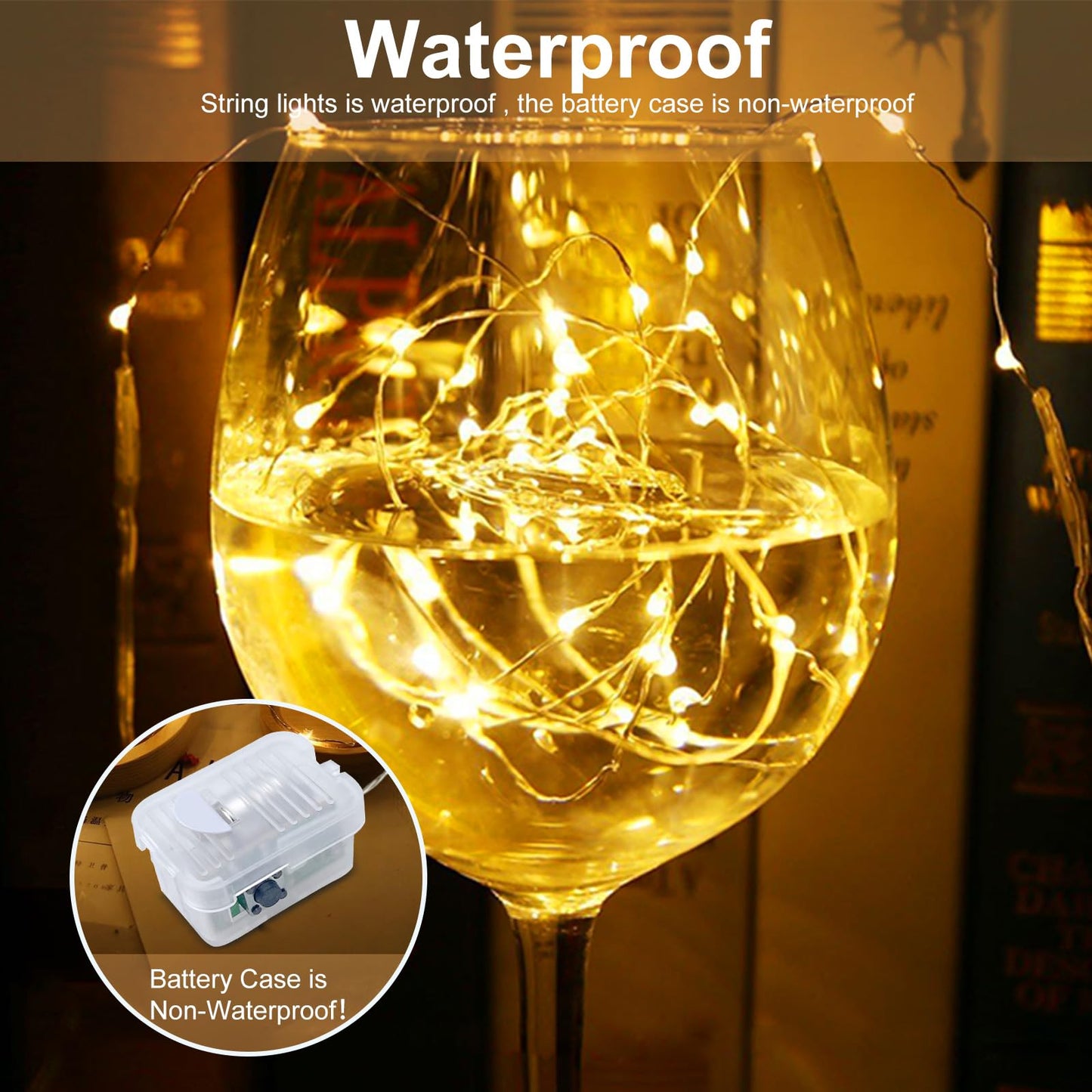 AIKEI 12 Pack Led Fairy Lights Battery Operated String Lights Waterproof Silver Wire 7 Feet 20 Led Firefly Starry Moon Lights for DIY Wedding Party Bedroom Patio Christmas Warm White