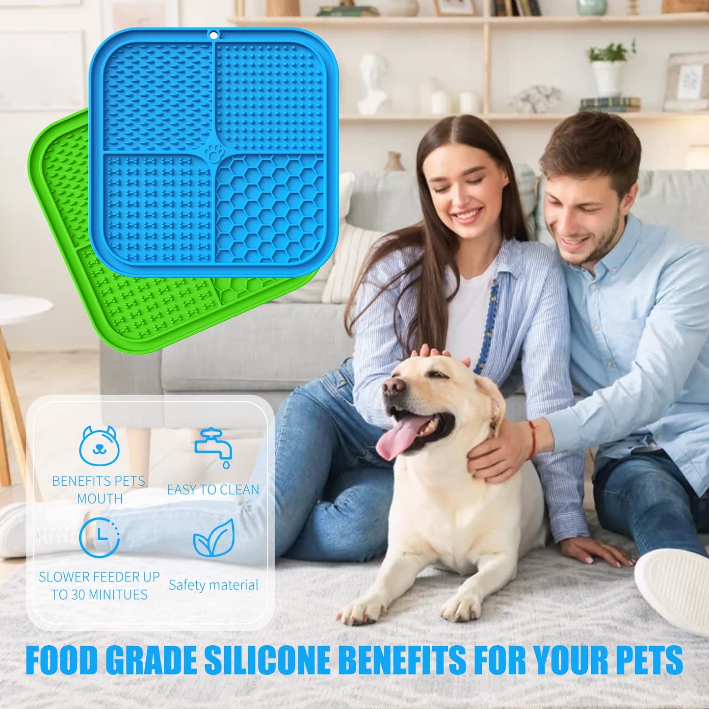 Lick Mat for Dogs, Premium Lick Pad with Suction Cups for Dog Anxiety Relief, Slow Feeder Dog Bowls, Bathing, Grooming and Training