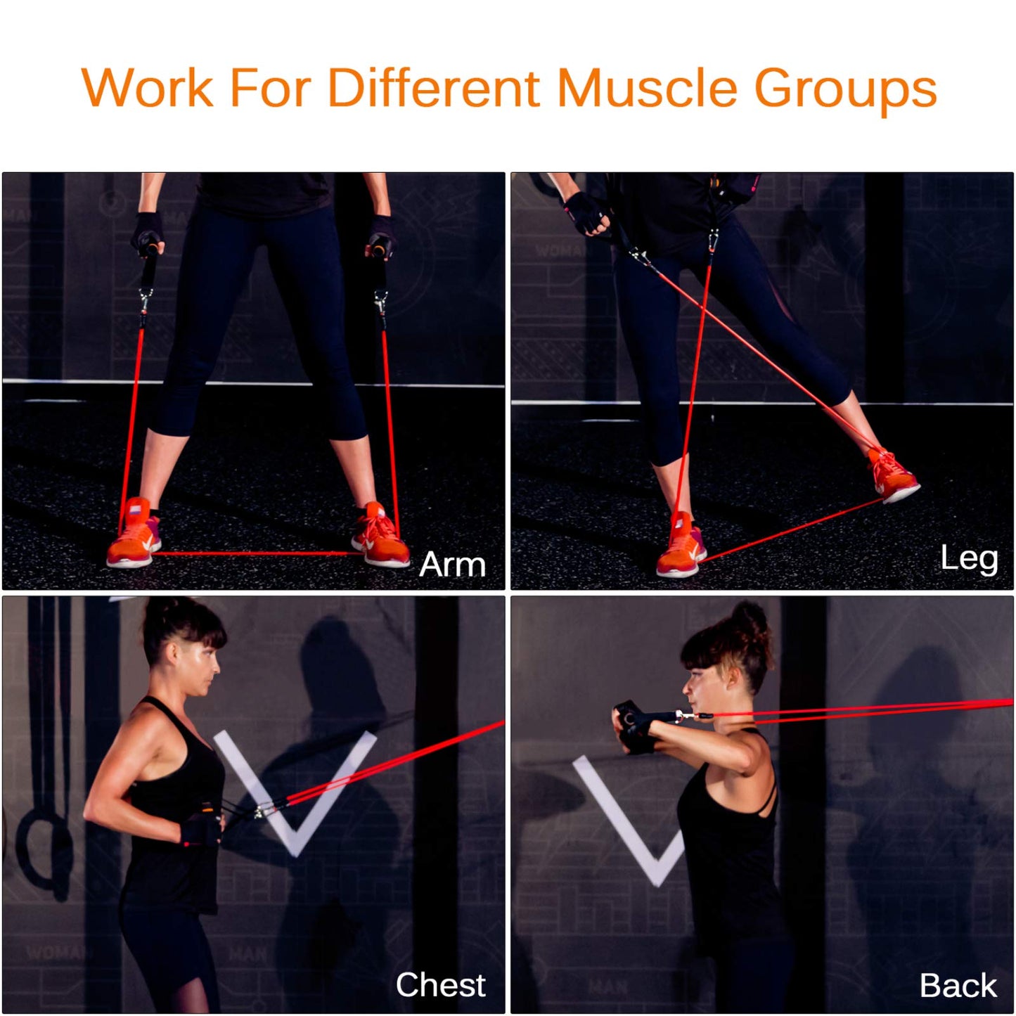 Resistance Bands Set (12pcs), Workout Bands with Handles, Door Anchor, Ankle Straps and Carry Bag, Exercise Bands for Shape Body and Home Workouts