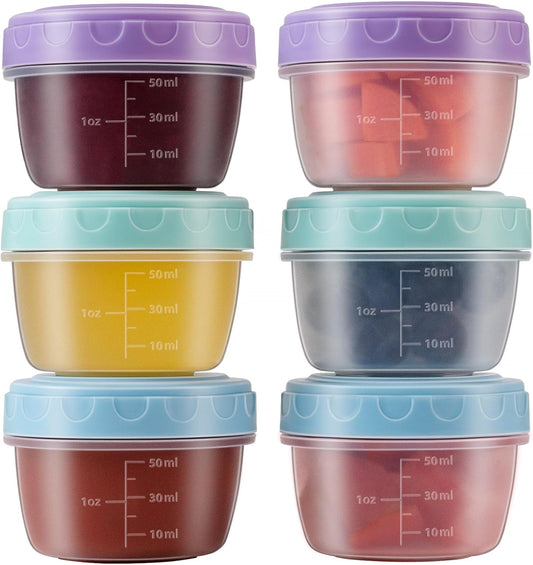 6 Pack 2.7 OZ Salad Dressing Container to Go with lids,Dishwasher and Microwave Safe Tiny Condiment Containers with Graduated Lines, Reusable and Leakproof Small Sauce Containers for Lunch Box