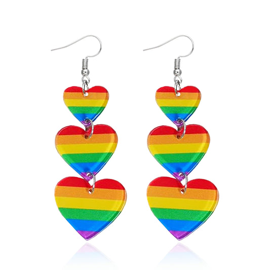 Pride Earrings Outfits for Women Colorful Rainbow Earrings Enamel Gay Lesbian Lgbt Bamboo Hoop Earring Pride Accessories Shirts for Women Rainbow Outfit Jewelry Gifts