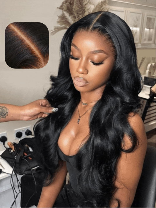 UNICE Glueless Wigs Human Hair Pre Plucked Pre Cut Lace 5x5 Thin HD Lace Closure Wig Body Wave Human Hair Wig Bleached Knots Match All Skin Tones 180% Density 22 inch