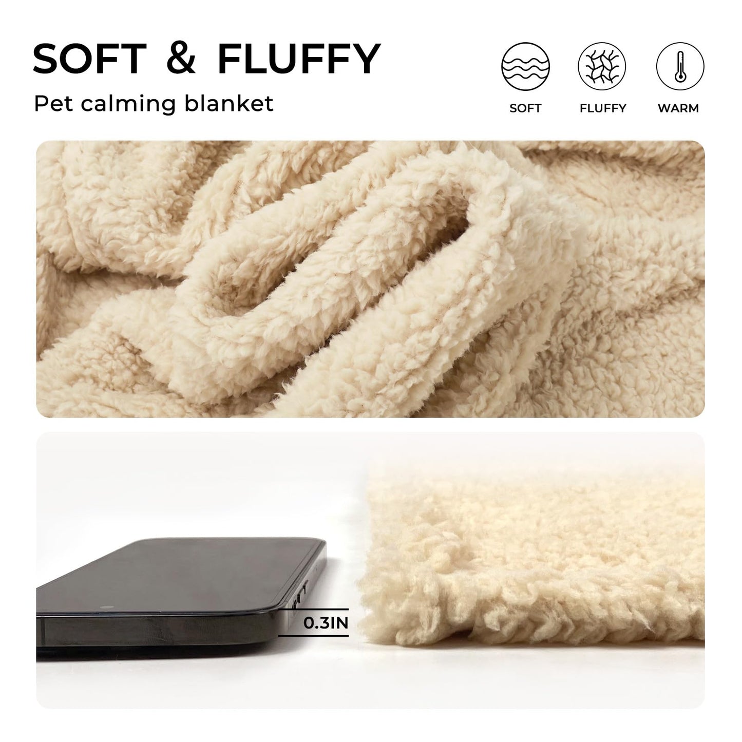 Luciphia Premium Fleece Dog Puppy Blanket Soft Pet Sherpa Calming Cat Blanket Throw for Small Medium Dog Cat(Beige,30x20 inches)