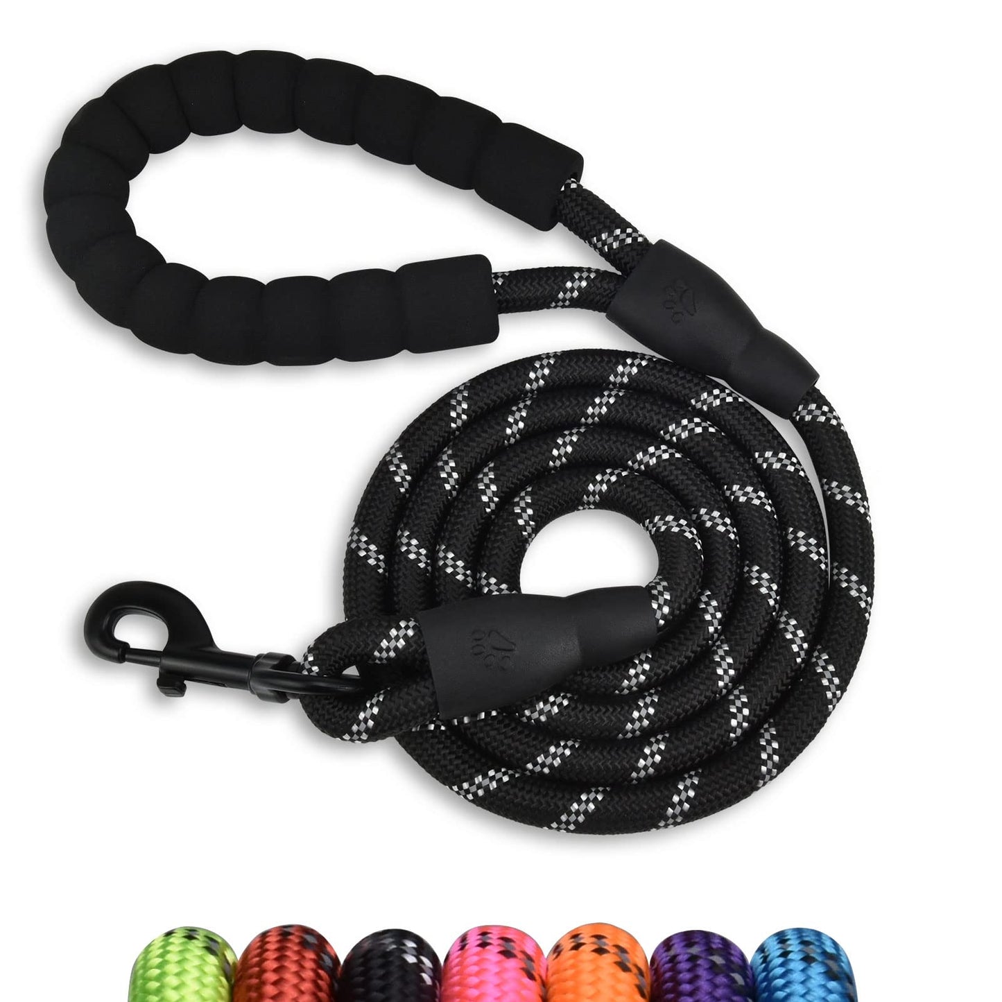 Panykoo 5/6 FT Strong Pet Dog Leash with Soft Padded Handle,Highly Reflective Rope for Night Walking,360-Degree Rotating Metal Buckle Without Tangles,Suitable for Small,Medium and Large Dogs.(5ft)
