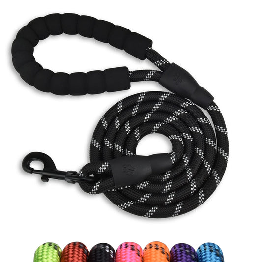 Panykoo 5/6 FT Strong Pet Dog Leash with Soft Padded Handle,Highly Reflective Rope for Night Walking,360-Degree Rotating Metal Buckle Without Tangles,Suitable for Small,Medium and Large Dogs.(5ft)
