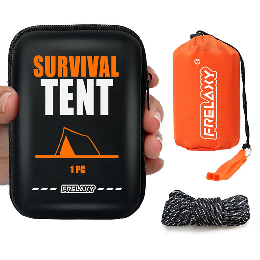 Frelaxy Extra-Thick Emergency Tent, Compact Survival Tent with Whistle, Upgraded Paracord, Storage Pouch, and EVA Case, 2 Person Emergency Shelter for Backpacking, Hiking, Outdoor