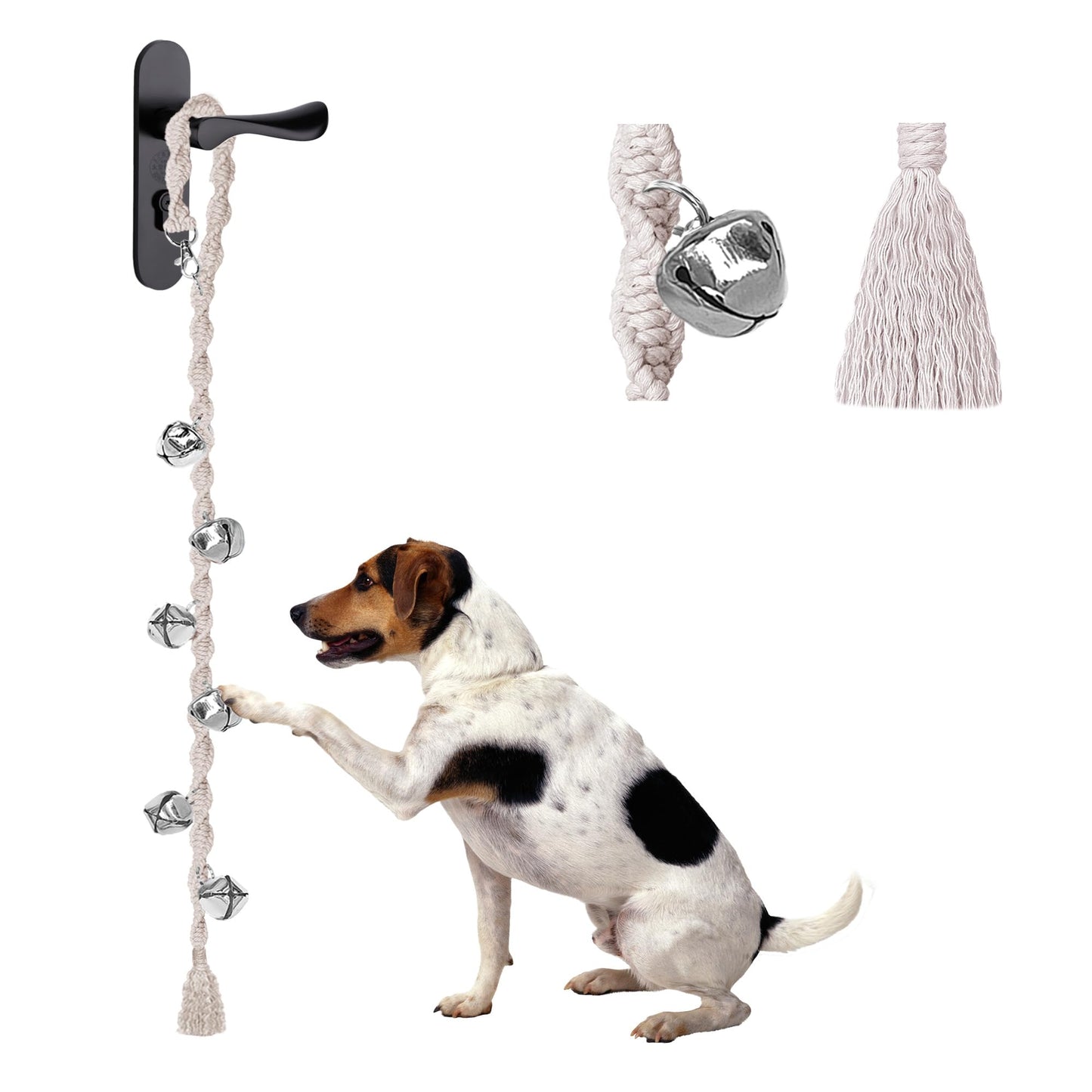 GINIDEAR Dog Bells to Go Outside & Puppy Potty Training, Adjustable Dog Door Bell Ring to Go Potty, Handmade with Premium Yarn. Twisted Style, Beige