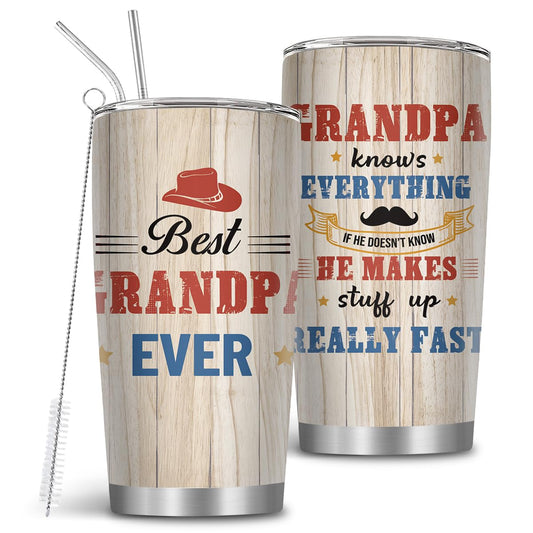 Gifts for Dad, Gifts for Fathers Day, 20 Oz Father Tumbler with Brush & Straw, Tumbler for Daddy, Dad Presents, Birthday Gift for Daddy, Present Ideas for Father