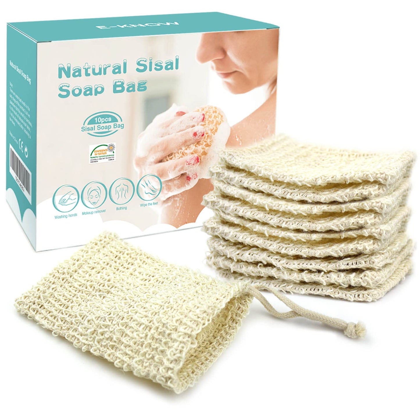 Soap Bag, 10 Pack Natural Sisal Soap Saver, Zero Waste Plastic-free Soap Net, Foaming and Drying The Soap, Massage, Peeling