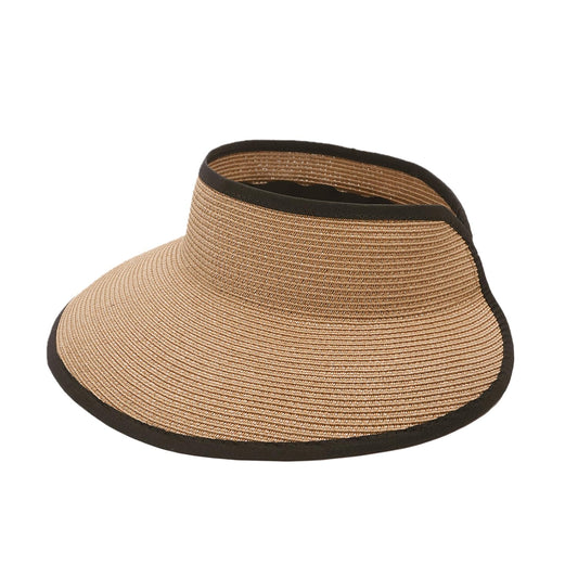 Joywant Womens Sun Visor Hats, Packable Wide Brim Ponytail Beach Hat Straw Visor Summer Beach Vacation Essentials for Womens