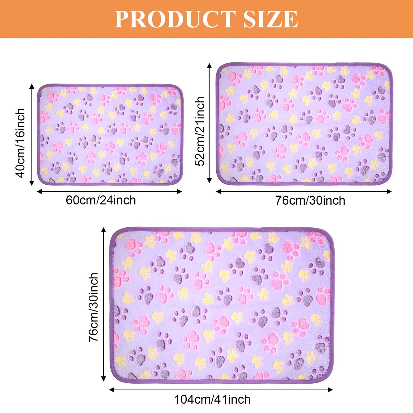 Tatuo 4 Pcs Dog Blanket for Pet Puppy Teething Toys Paw Print Fleece Blanket for Pet Cat Soft Warm Sleep Mat Guinea Pig Cage Mat(Small(24 x 16 Inch),White, Coffee, Pink, Purple)