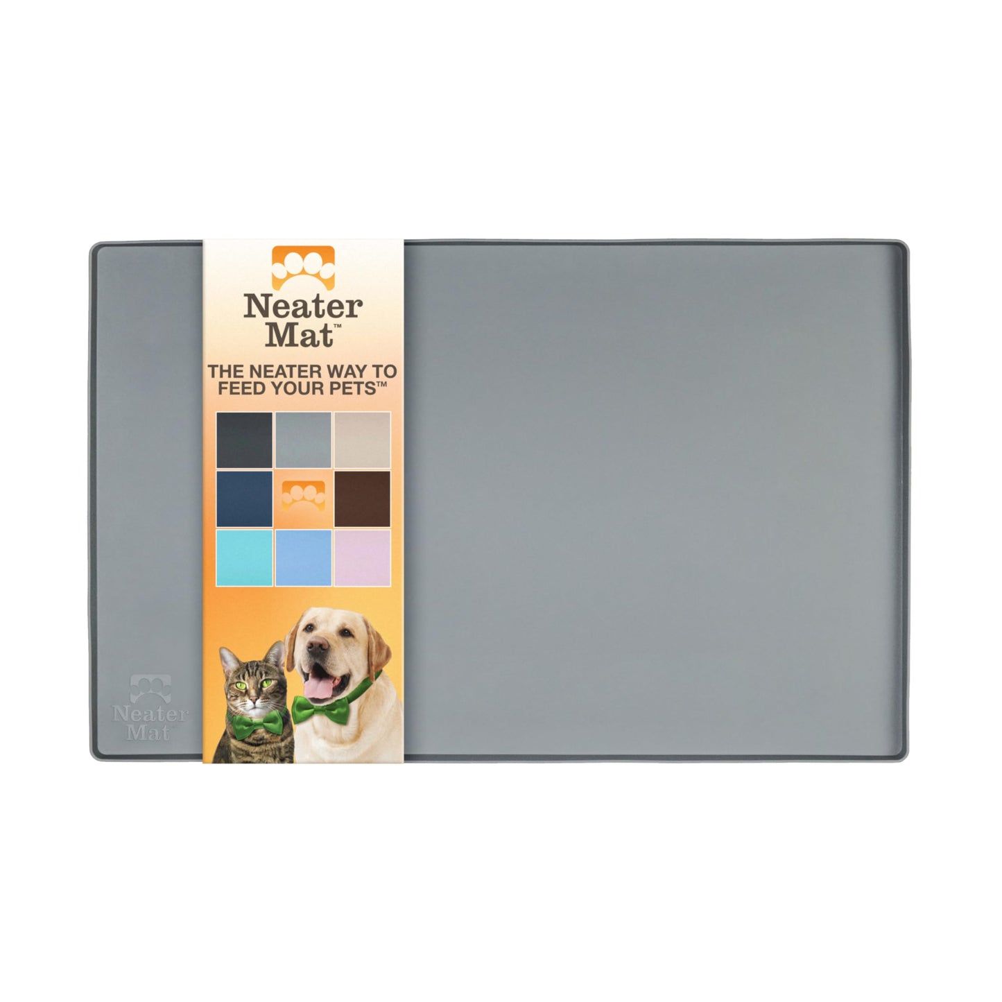 Neater Pet Brands Neater Mat - Waterproof Silicone Pet Bowls Mat - Protect Floors from Food & Water (19" x 12", Gunmetal)