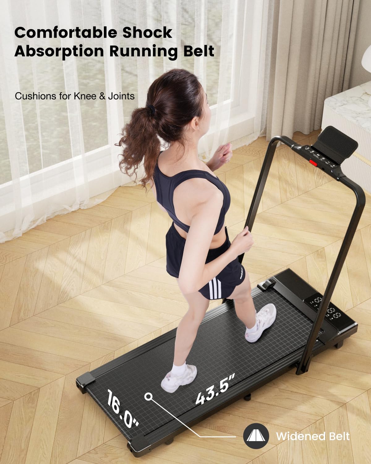 DeerRun 3 in 1 Walking Pad Treadmill, 300 Weight Capacity Foldable Treadmill, 3.0HP Low Noise Under Desk Treadmills for Home Office with Remote & APP