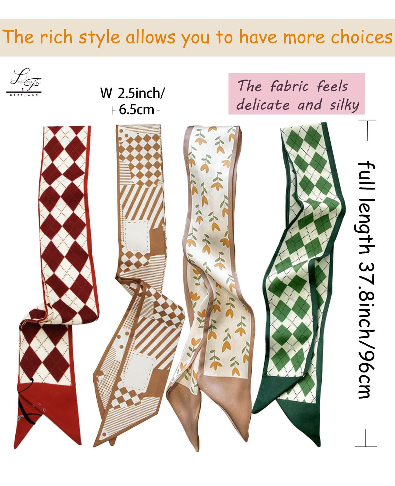 Purse Scarf Handbags For Women Skinny Hair Neck Accessories Scarves With Bag Scarfs Handle Fashion Lightweight 37.8x 2.6inch 01