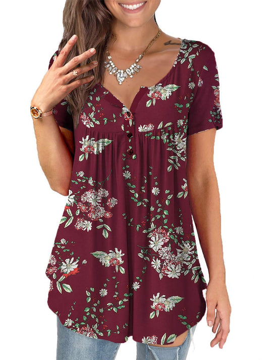 a.Jesdani Womens Tops T-Shirts Flowy Plus Size Summer Tunic Tops for Women and Blouses Wine Red 1x