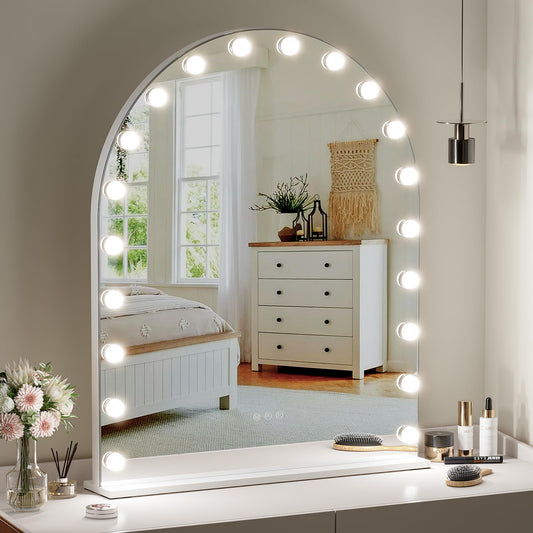 ZL ZELing Vanity Mirror with Lights Makeup Mirror with Lights 20 Dimmable Bulbs Hollywood Lighted Makeup Mirror 3 Color Lighting Modes Wall Mount/Tabletop