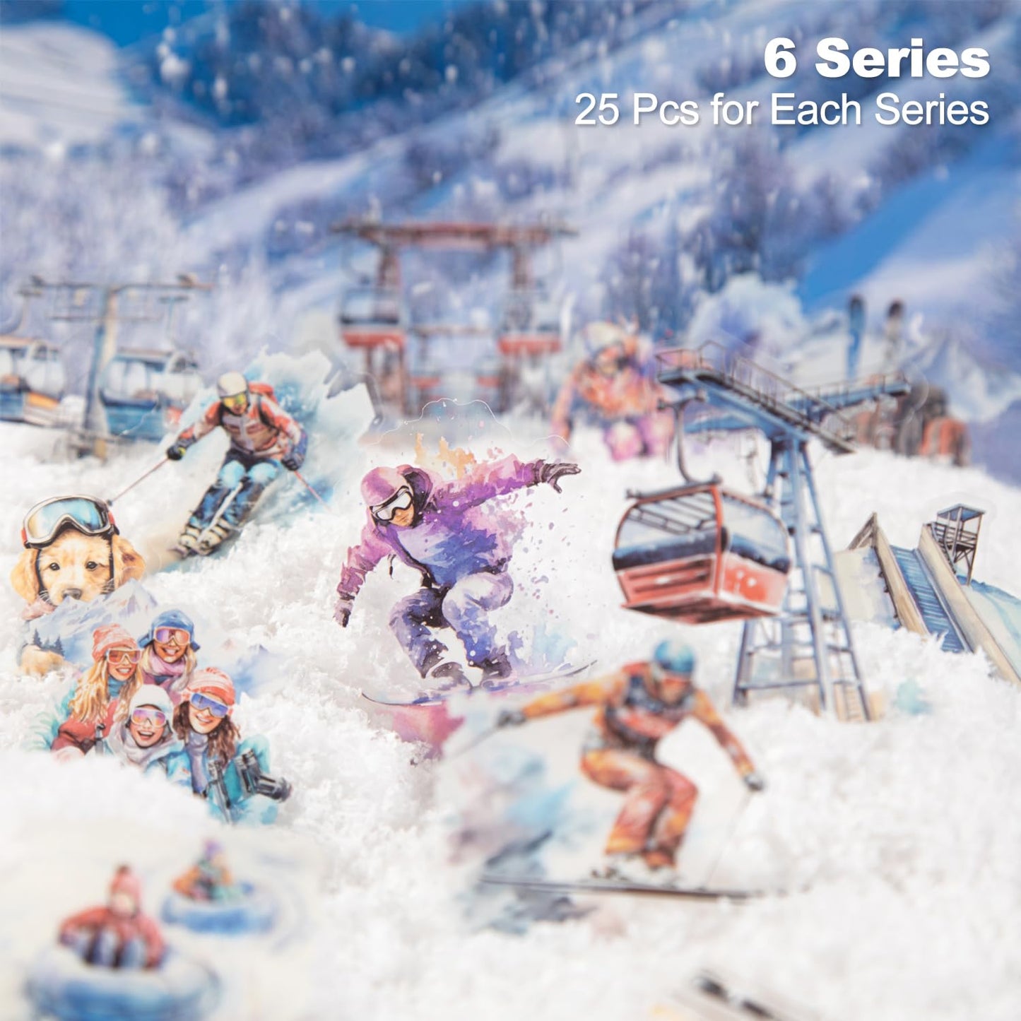 AuriicLeaf Snow Scene PET Stickers Set, 150PCS Winter Stickers for Scrapbooking, Journaling, DIY Crafts, and Art Supplies