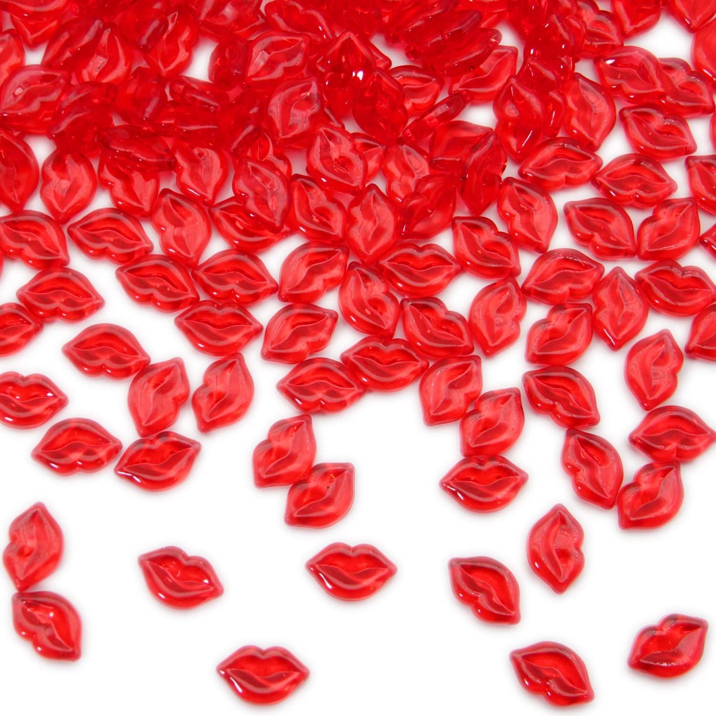 PMLAND Spring Acrylic Red Lip Kiss Love Ornaments and Table Scatter Decoration - 200+ Pieces for Valentine's Day Holiday Party Festival Events Home Decor