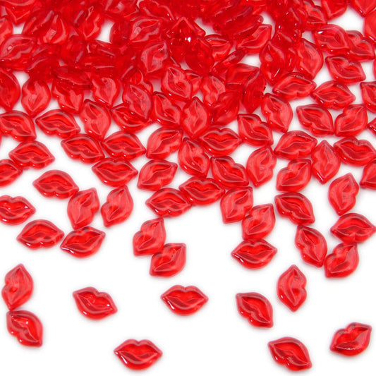 PMLAND Spring Acrylic Red Lip Kiss Love Ornaments and Table Scatter Decoration - 200+ Pieces for Valentine's Day Holiday Party Festival Events Home Decor