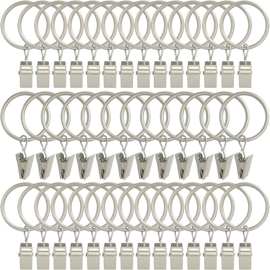 40 Pack Metal Curtain Rings with Clips, Drapery Clips Hooks, Decorative Curtain Rod Clips 1.5 in Interior Diameter, Antique Bronze
