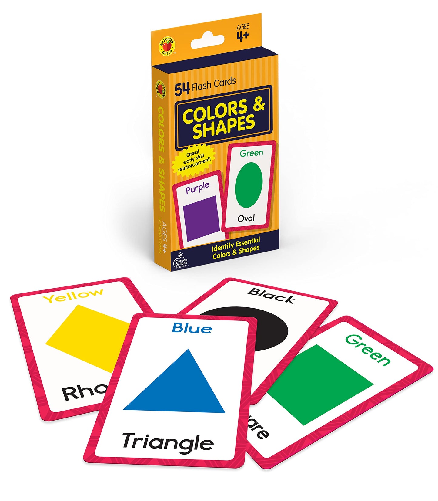 Carson Dellosa 54 Colors and Shapes Flash Cards, Toddler Learning Flashcards for Kids Ages 4 and Up, Educational Games for Preschool and Kindergarten Reading Readiness