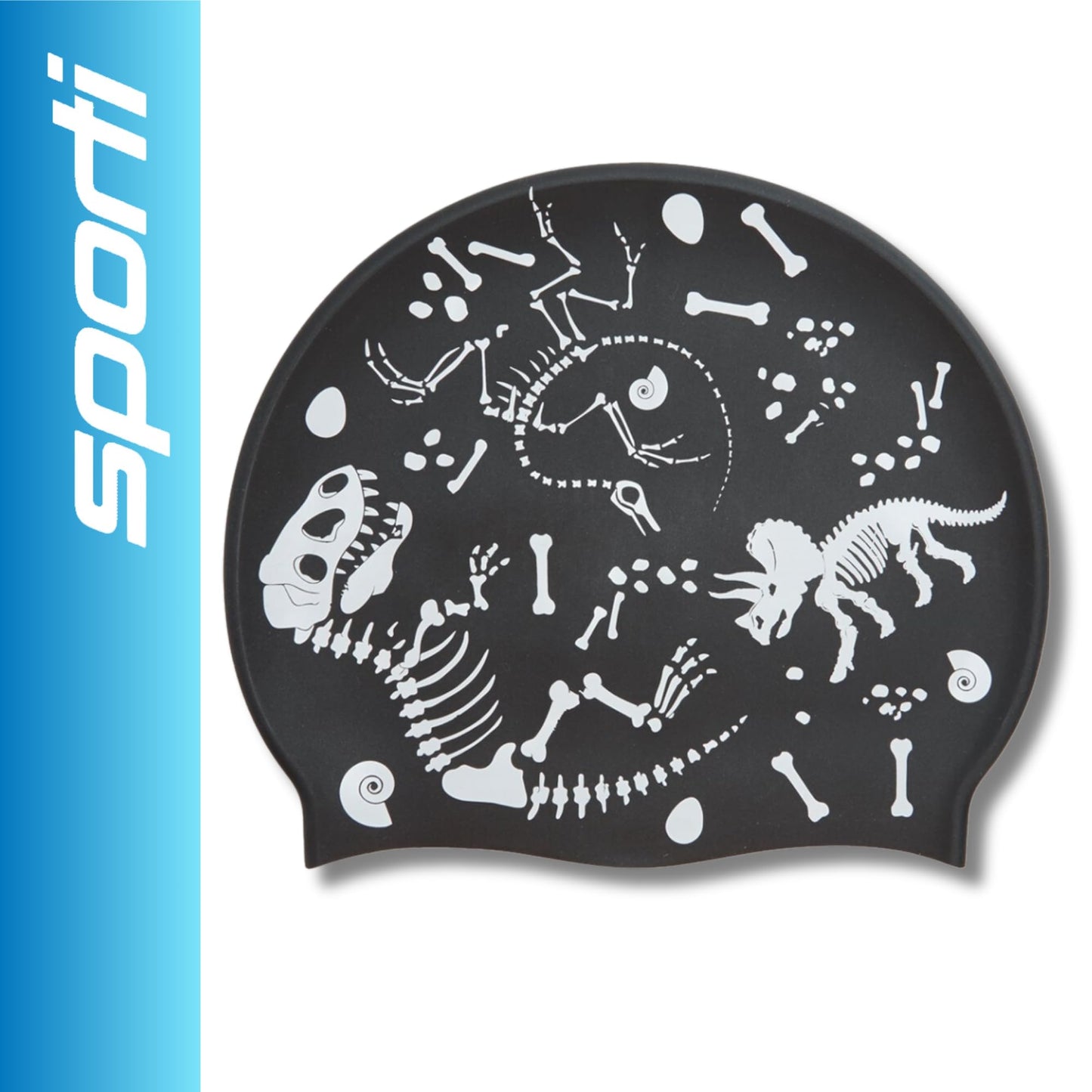 Sporti Fossil Silicone Swim Cap - Black