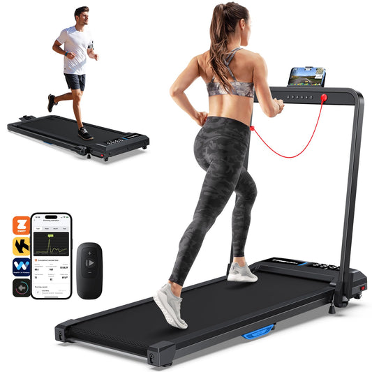Under Desk Walking Pad Treadmill: Incline Voice Controlled Smart Treadmill 350 lbs Capacity for Home Office Use, Compatible with KINOMAP WELLFIT App