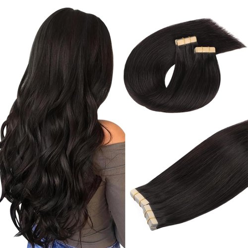 DOORES Real Human Hair Tape in Extensions, Dark Brown 26 Inch 120g 40pcs, Long Straight Remy Hair