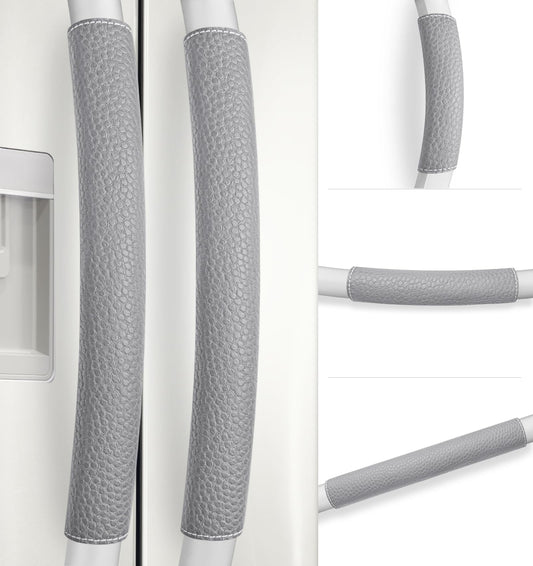 Rikzor Refrigerator Door Handle Covers, Set of 5, Adjustable Appliance Handle Covers, Keep Your Kitchen Clean, Microwave Oven Stove Dishwasher Handle Protector, Non Slip Fridge Handle Cover (Gray)