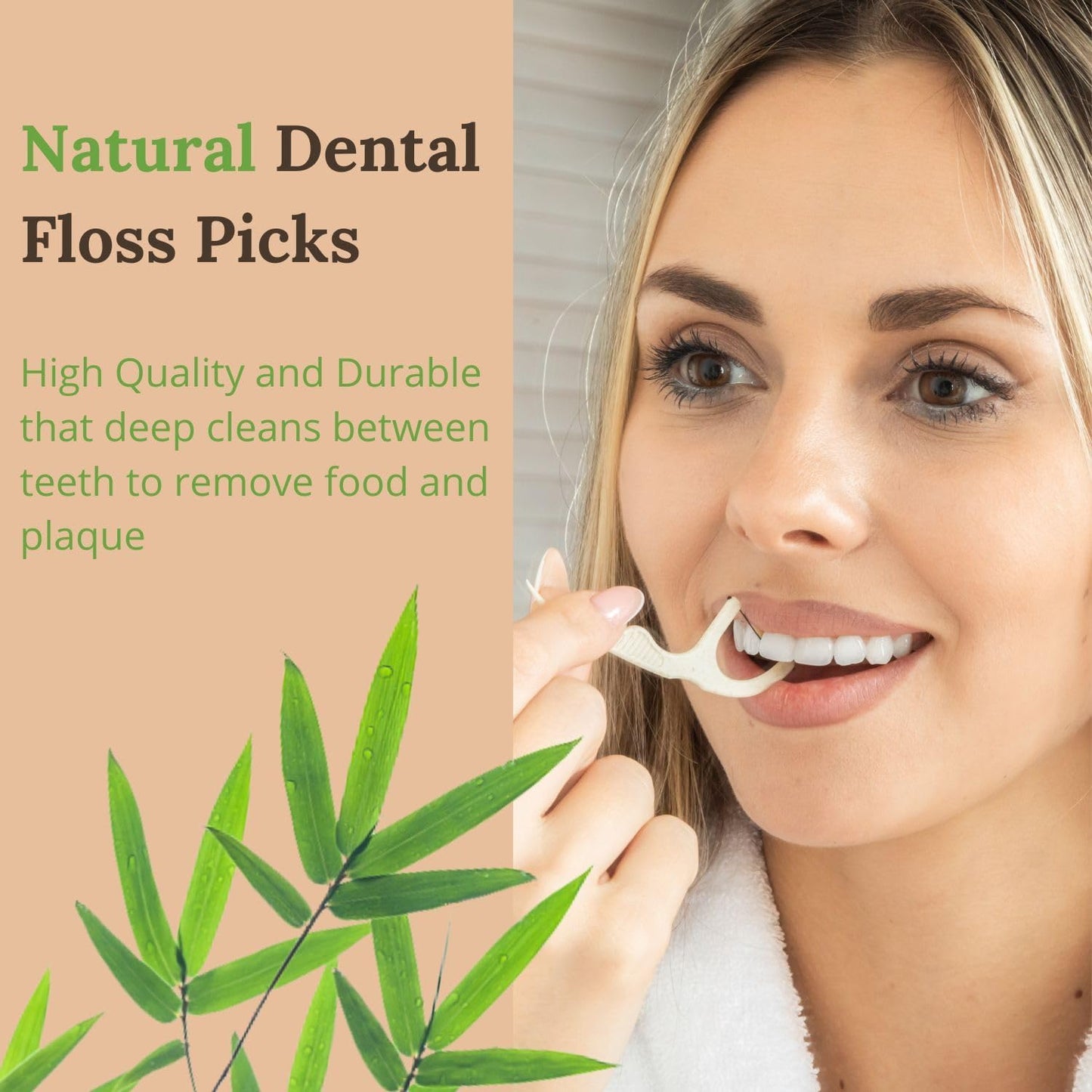 Organic Dental Floss Picks - Natural Biodegradable Floss Sticks with Strong Bamboo Charcoal Thread & Vegan Corn Starch Handle - No Plastics & No Artificial Flavours